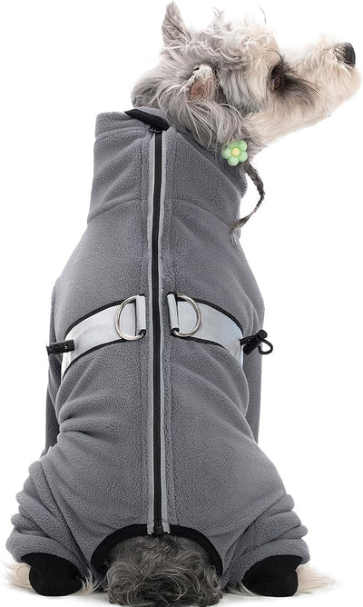 Polar Fleece Dog Pajamas Bodysuit - Small/Medium Dog Winter Jacket & Sweater - Four-Legged Warm Clothes