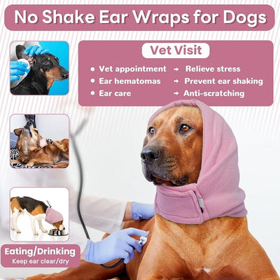 Nanaki Soft Dog Calming Hoodie Anxiety Relief Dog Ear Muffs Noise Protection Doggy Ear Wrap Hematoma Fireworks Doggy Head Cover for Bath Blow Drying Pet Head Cover Noise Cancelling Sleep Help Headband