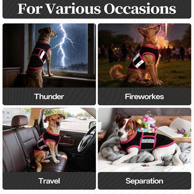 Dog Anxiety Calming Vest, Gentle Compression Anxiety Suit for Dogs, Breathable Dog Calming Wrap for Separation Anxiety, Thunder, Fireworks, Vet Visits, Black M