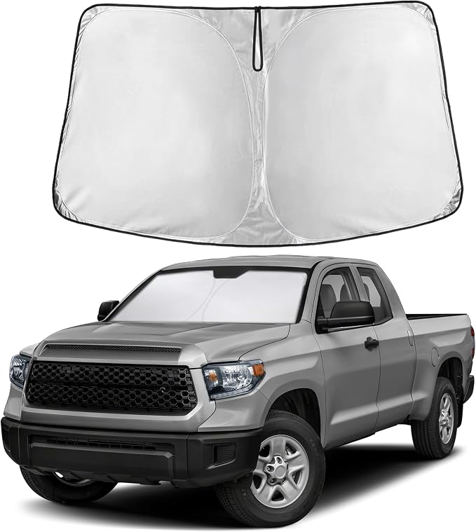 EcoNour Windshield Sun Shade Compatible for Toyota Tundra 2022–2026 | Custom Fit Pickup Truck Front Window Sunshade | Foldable UV & Heat Reflective Sun Visor