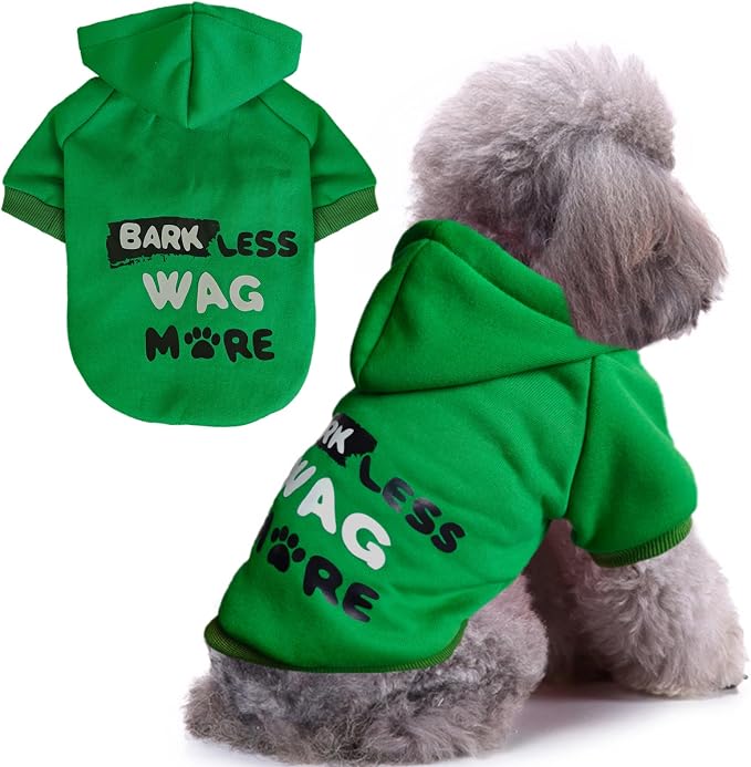 Jecikelon Print Dog Hoodies for Small Dogs, Soft Fleece Puppy Clothes for Pet Cat, Warm Winter Outfits Cold Weather Coats, Cute Sweatshirt Puppies Costume (Green, X-Small)