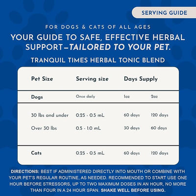 Animal Essentials Tranquility Blend - Valerian Root for Dogs & Cats, Organic Calming Drops for Dogs & Cats, Natural Pet Care Supplement to Relax & Sleep, Herbal Calm Support - 1 Fl Oz
