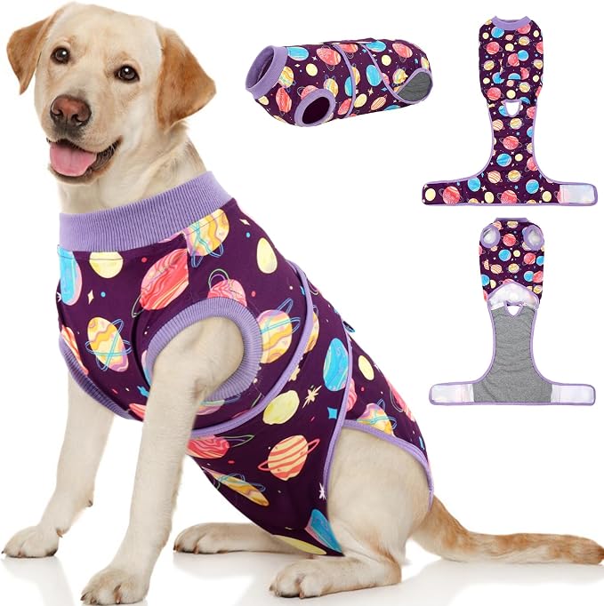 Kuoser Dog Surgery Suit Female Spay, Dog Recovery Suit Male Neuter, Pet Clothes Onesie for Surgery Anti Licking Abdominal Wounds Puppy Surgical Recovery Bodysuit Shirt, Substitute E-Collar & Cone