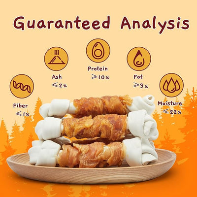 Jungle Calling Rawhide Free Dog Bones, 6.5" Real Chicken Wrapped Dog Chew Bones for Medium and Large Dogs Training Treats (Pack of 2)
