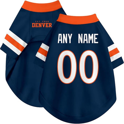 Denver Dog Clothes Jersey Style Personalized Pet T Shirt with Custom Name Number for Small Medium Large Dogs