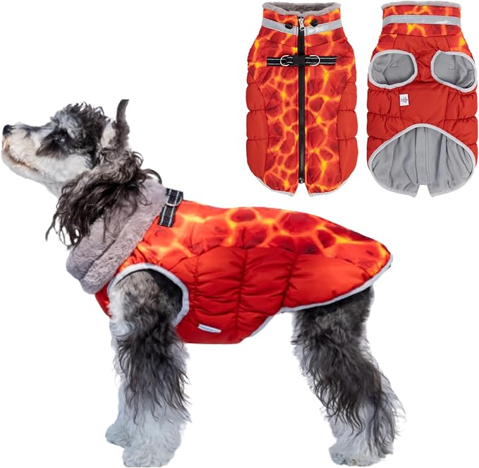 CuteBone Waterproof Winter Coat with Harness, Reflective Warm Jacket with Zipper for Cold Weather, Snowsuit for Small Medium Large Dogs YRFN20XL