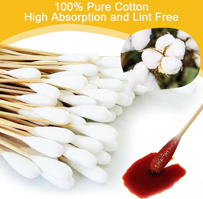 Egaageoi 100 Pcs 6 Inch Large Cotton Swabs for Dog Ear with Bamboo Handle | for Pet Owners, Groomers, Vet, Outdoor Care, After Swimming, Daily use, with Soft Cotton Tips, Safe Reach for Wax Removal