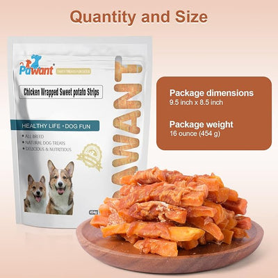 Dog Treats Chicken Wrapped Sweet Potato Dog Treats, Puppy Training Snacks, Rawhide Free Treats