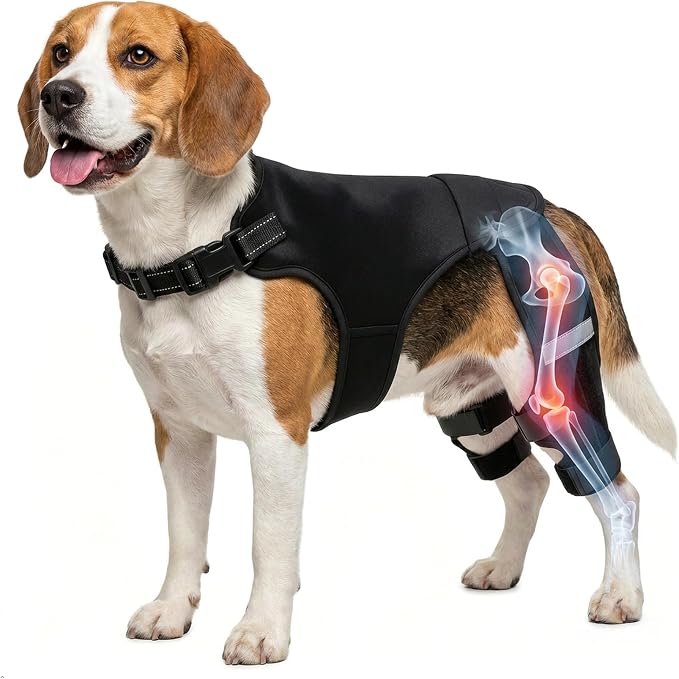 Dog Knee Braces for Torn ACL Hind Leg, Adjustable Dog Leg Braces for Back-Leg with Four Stabilizers for Luxating Patella Relieves Ligament Injury and Joint Pain (M)