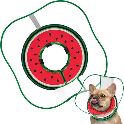 Sponge Dog Cone Collar, Dog Donut Collar After Surgery with Clear Shield, Adjustable Soft Cone for Dogs to Stop Licking-Comfy Cone for Large Medium Small Dogs (Watermelon,S)