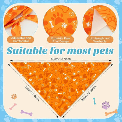 Weewooday 50 Pcs Paw Print Dog Bandanas Bulk for Dogs Soft Bibs Adjustable Triangle Pet Bandana for Small Medium Large Costume(paw Pattern, 19.7 x 13.8 x 13.8 Inch)