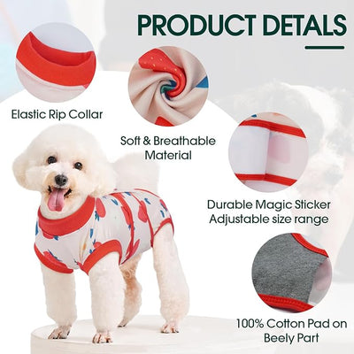 Kuoser Dog Recovery Suit for Female Male After Surgery, Printed Anti-Licking Dog Surgery Suit for Spay Neuter, Breathable Pet Bodysuit for Abdominal Wounds Skin Disease, Cone Alternative Onesie, XL