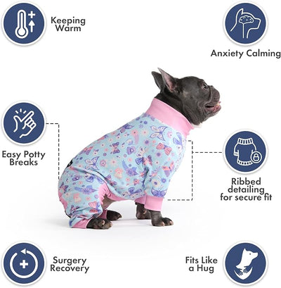 Spark Paws Dog Pajama, Dog Recovery Suit Male, Onesie, Ultra-Soft and 4-Way Stretch, for Small Medium and Large Breed - Butterfly Dreams - S