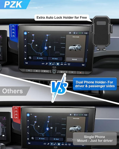 PZK Magsafe Dual Phone Mount for Toyota RAV4 2026 Accessories 10.5'' Screen | 2026 RAV4 Car Phone Holder Fixed Clip 360° Rotation Strong Magnetic Phone Cradles Not Affect Vent (Not Fit 12.9-inch)