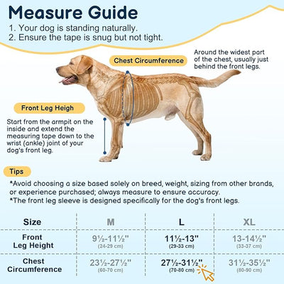 BARKLESS Dog Surgery Recovery Suit for Front Leg, Breathable & Soft Dog Long Front Leg Sleeve Shirt to Stop Licking, Adjustable|Comfortable Male Female Wound Cover, Pet Cone Alternative (Black, L)