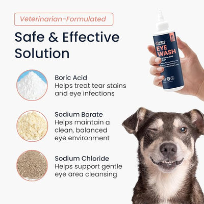 Vets Preferred Eye Cleaner for Dogs - Dog Eye Wash Drops for Infection & Tear Stain Remover - Improves Allergy Symptoms, Infections & Runny Eyes - Dog Eye Drops Rinse for Every Dog - 4 Oz