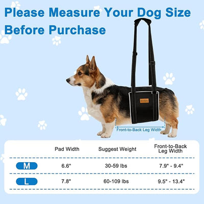 Vivifying Dog Lift Harness for Large Dogs, Soft Bird's-Eye Rear Leg Support Sling, Dog Lifting Harness for Weak Back Legs, Senior Injured Disabled Dogs, ACL Surgery Mobility Assist, L, White