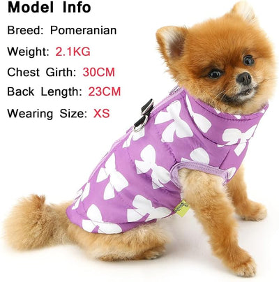 SMALLLEE_LUCKY_STORE Pet Water Resistant Winter Jacket Vest with D-Ring for Small Dog Cat Zip-up Padded Puppy Coat Chihuahua Yorkie Kitten Warm Clothes, Purple, M