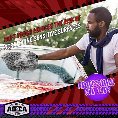 AIDEA Car Wash Mitt Microfiber, 2PK, Car Wash Brush, Grey, 8''X12'' | Scratch Free Lint Free Premium Chenille Microfiber Mitt, Cleaning Supplies, Extra Large Size