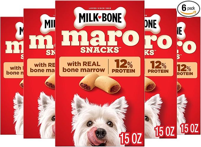 Milk-Bone MaroSnacks Dog Treats, Beef, 15 Ounce (Pack of 6) with Real Bone Marrow and Calcium