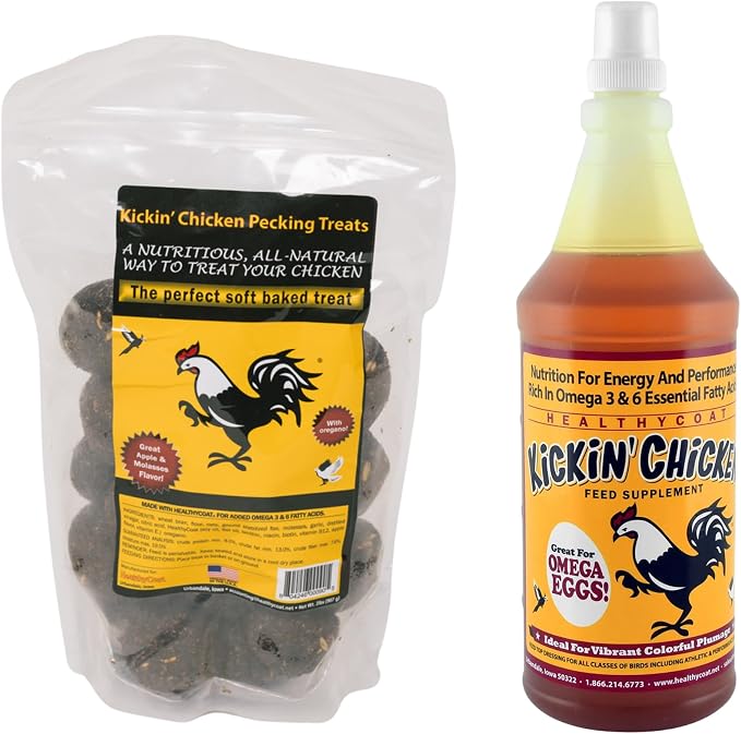 Healthy Coat Kickin' Chicken Feed Supplement: Gallon. Plumage, Skin, Molting, Egg, Immune System, Energy (Chicken Treat and Supplement)