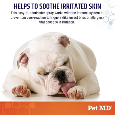 Pet MD Hydrocortisone Spray for Dogs & Cats - Itchy Skin Relief from Hot Spots, Bites, Scrapes, Irritated Skin, & Dermatitis - 4 oz Anti Itch Spray with Pramoxine