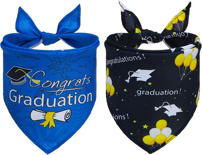 SCENEREAL Graduation Dog Bandanas, 2 Pack Pet Scarf Holiday Bandana for Small Medium Large Dogs