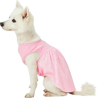 Blueberry Pet My Little Princess Cotton Blend Dog Tulle Dress in Lovely Pink with Heart, Back Length 12", Pack of 1 Clothes for Dogs
