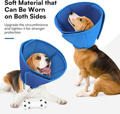 Queennmore Soft Dog Cone for Small Dogs,Adjustable Comfy Dog Cones Collar Alternative for Post-Surgery Wound Healing,Cone for Dogs to Stop Licking,Blue,S