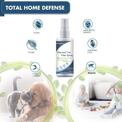 Flea and Tick Spray for Pets and Home - Plant-Based Essential Oil Formula - Natural and Effective Treatment for Ticks, Fleas and Insects - Indoor and Outdoor Use - Charity Donation Included