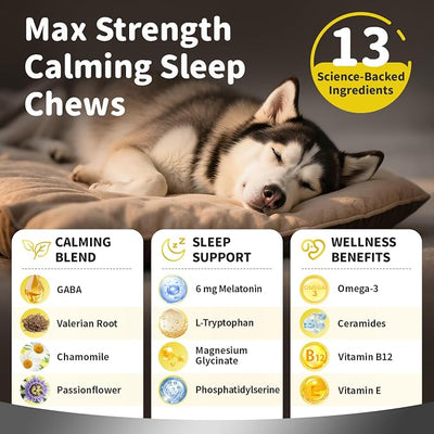 Melatonin for Dogs - Advanced Dog Calming Chews for Restful Sleep & Emotional Support, Calming Treats for Dogs Stress Anxiety Support - Separation, Thunder, Fireworks, Chicken Flavor, 45Ct