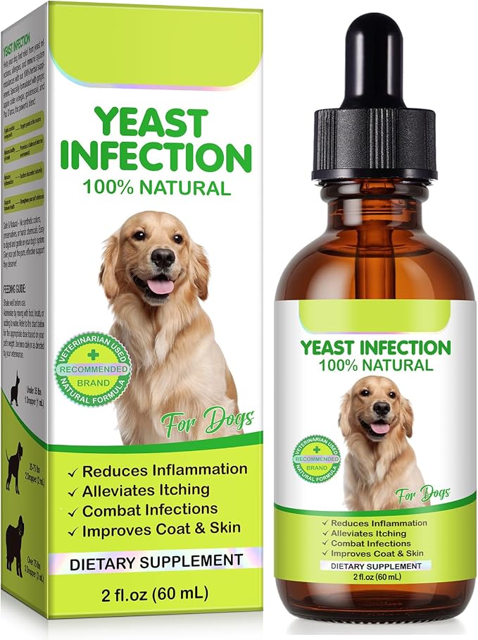 Yeast Infection Treatment for Dogs (2 fl oz), Natural Yeast Treatment for Dogs, Supports Healthy Itch Relief, Dog Allergy Relief, Alleviates Itching, Improves Coat & Skin, Dog Herbal Supplement