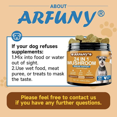 Mushrooms for Dogs - Turkey Tail Mushroom for Dogs - Gut, Skin, Joint, Immune Health- Dog Lumps & Bumps - 13 Organic Mushrooms Turkey Tail, Reishi, Lions Mane, Glucosamine, MSM - Chicken Flavor