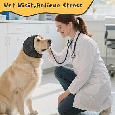 Dog Ears Cover, Dog Ear Muffs Noise Protection, Adjustable No Shake Ear Wrap Comfortable Quiet Dogs Calming Hood Blow Drying Headband Wraps (Grey, Medium(Head Circle:14"-19"))