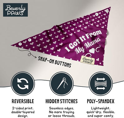 Funny Snap-On Dog Bandana for Small Medium Large Pets, Dogs Cats Adjustable Handkerchief Scarf for Girl & Boy, Cute Puppy Apparel & Accessories (Got It from My Mama, Large)
