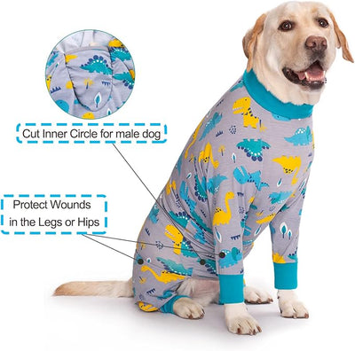 Dog Recovery Suit After Surgery Female Male, Medium Large Dog Neuter Shirt Cone Alternatives Prevent Licking Surgical Onesies (Dinosaur, 3XL)