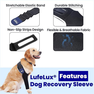 Dog Front Leg Sleeve, XLarge, Comfortable, Breathable Material, Adjustable Elastic Band, for Hot Spots, Wounds, Bandages | Prevent Licking Ensure Faster Recovery, Cone Alternative, Breathable Material, Stretchy Elastic Band, For Hot Spots, Wounds