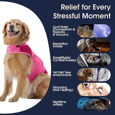IECOii Dog Anxiety Relief Coat, Calming Compression Jacket for Loud Noise,New Environments,Soft Stress and Anxiety Relief Coat for Large Dogs, Pet Trainer & Vet Trusted Calming Shirt, Rosered, XL