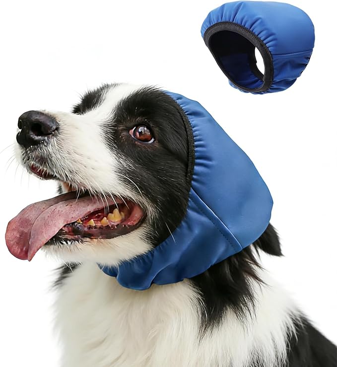 Dog Ear Covers for Bath Swimming, Waterproof Ear Wrap for Dogs, Pet Ear Muffs for Grooming Noise Protection, Elastic Calming Ear Caps (M)