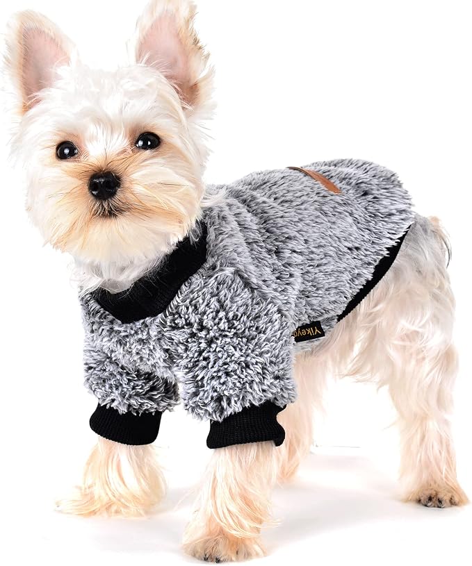 Dog Sweaters for Small Dogs Girl Male Dog, Sweater, Soft Fleece Pet Winter Clothes Boy Girl, Fuzzy Sweatshirts Flannel Jacket Puppy Coat(M, Black)