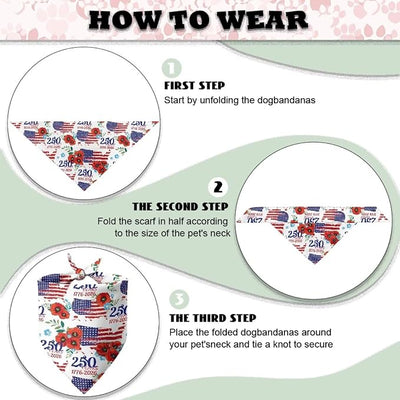 KEIAHUAN Dog Bandana for Small Medium Large Dogs 250 Years Anniversary USA Dog Triangle Bibs Scarf Cat Dog Kerchief Pet Costume Accessories Decor