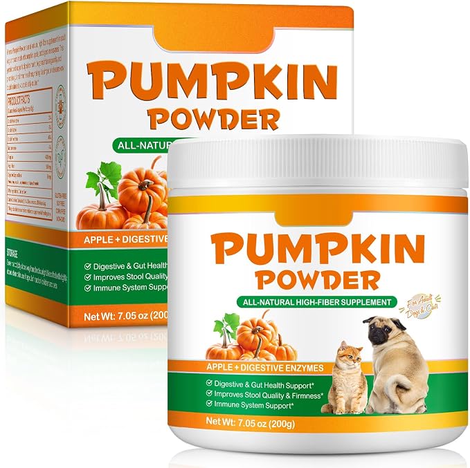 Organic & Natural Pumpkin for Dogs – Ultra-Fiber Pumpkins Powder Topper & Pumpkin Puree for Dogs – Daily Digestive Support, Grain-Free, Vet-Formulated Meal Topper to Help Regularity, Healthy Gut