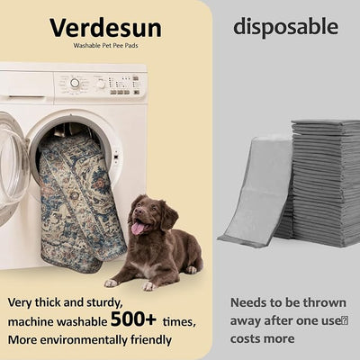 Washable Pee Pads for Dogs, Reusable Puppy Potty Training Pads, Ultra-Absorbent Thick Waterproof Leak-Proof Non-Slip Pads & Mat for Crate, Playpen, Floor, Whelping & Housebreaking , 2 Pack 24"x36"