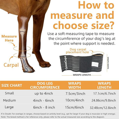 Dog Leg Brace, Black Compression Support Wraps for Front or Rear Legs with Streching Adjustable Strap,Dog Wrist Brace- Leg Sleeve to Stop Licking - Aid in Wound Care and Recovery