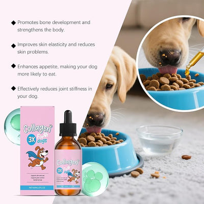 Bloom Collagen for Dogs, Bloom Triple Collagen for Dogs, Gentle Formula, Supports Skin and Coat, Joint Comfort, 60ml (1pc)