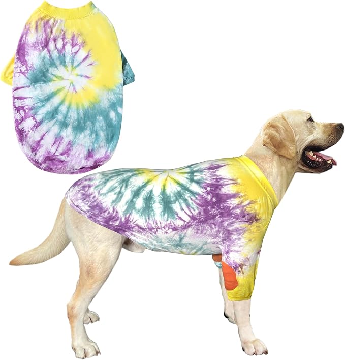Dog Cotton Colorful Purple Yellow T-Shirts Soft and Stretchy Dog Shirt Pajamas Pets Clothes for Extra Large Dogs(XL Purple)