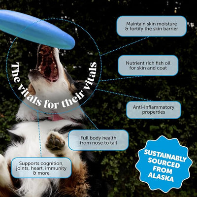 Wild Alaskan Salmon Oil for Dogs & Cats - Omega-3 Fish Oil with EPA + DHA Omega Fatty Acids, Sockeye Salmon, Skin & Coat Support, Pure Food Topper, Supports Joints, Brain & Heart Health - 32 oz