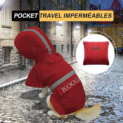 Waterproof Dog Coat Raincoat Poncho for Small to Medium Dogs, Polyester TPU Material Pet Jacket Apparel with Reflective Strips, Red, 3XL