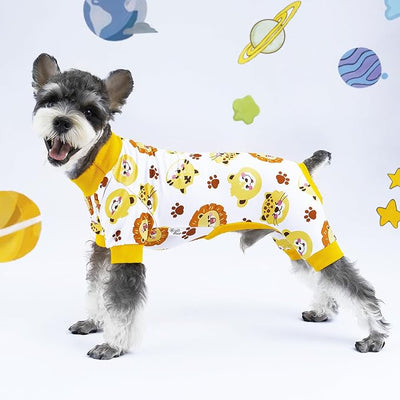 XPUDAC 4 Pieces Dog Pajamas Soft Strechy Puppy Onesies Pet Clothes for Small Medium Dogs Boy Girl Cat Pet Outfit, 150-2XL
