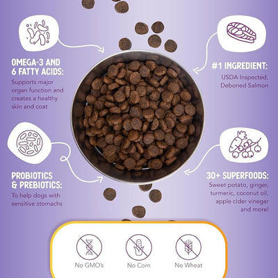 Health Extension Grain Free Salmon & Sweet Potato Dry Dog Food - 30+ Superfoods and Probiotics for All Life Stages (4 lb)